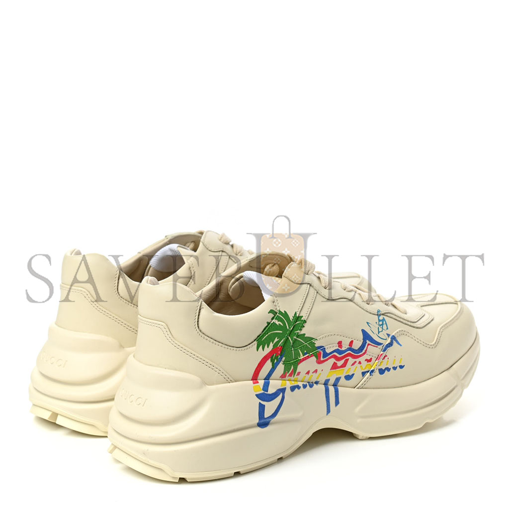 G*u*i calfskin hawaii printed mens rhyton sneakers 949431